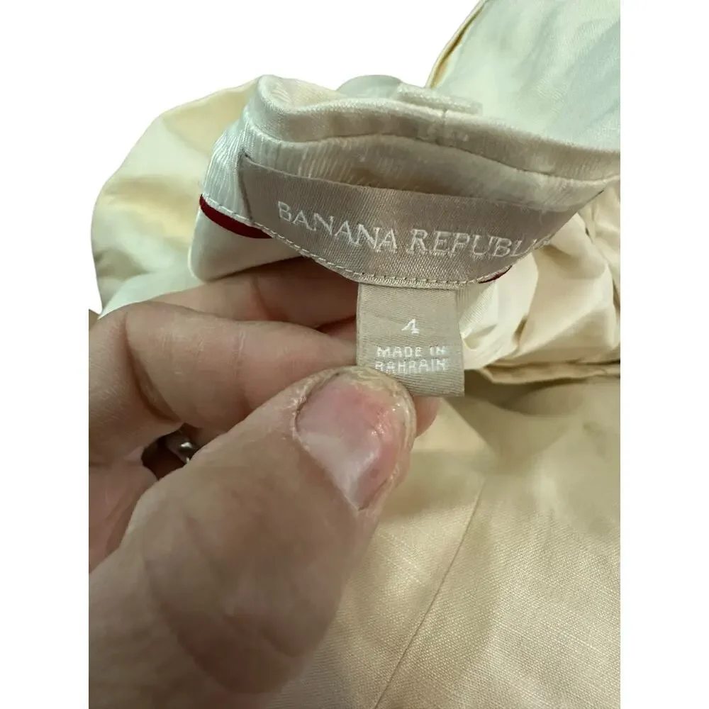 Banana Republic Women's White Linen Blend High Rise Wide Leg Pants Size 4
